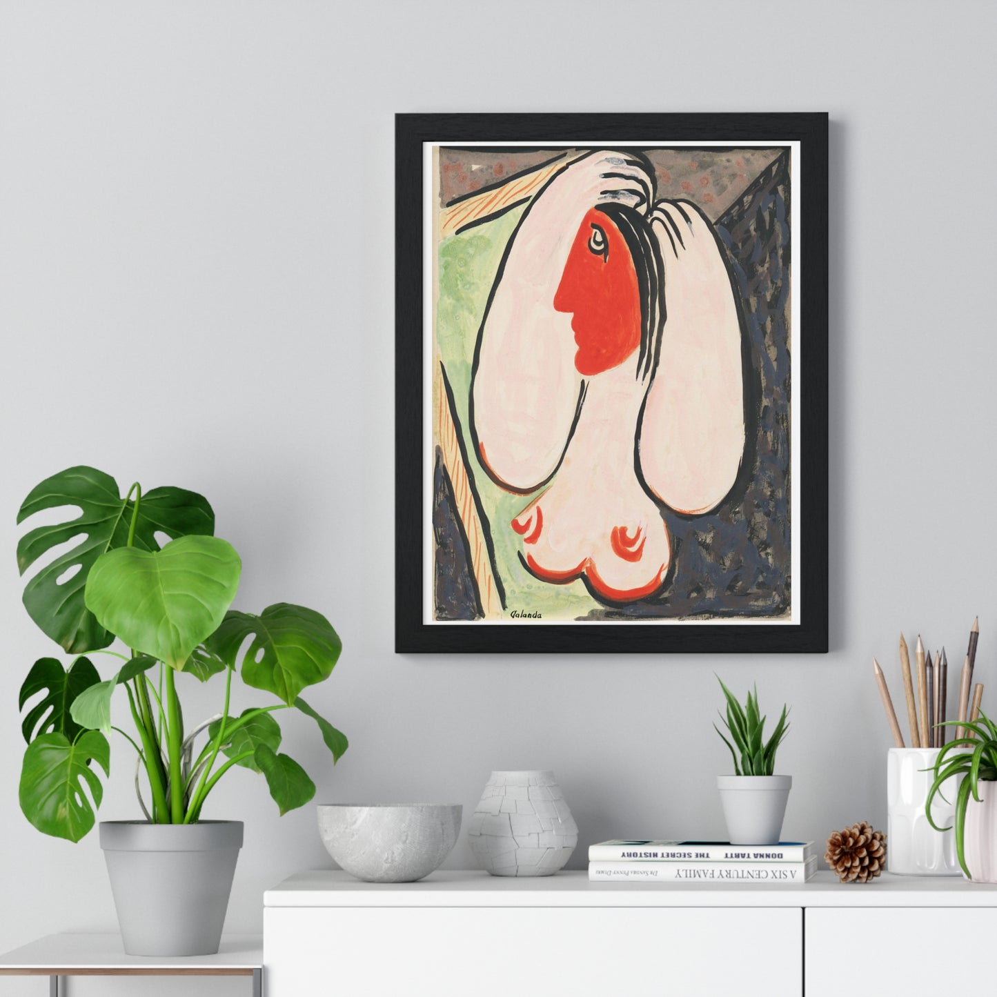 In Front Of a Mirror (1937–1938) Abstract Woman Illustration by Mikulas Galanda Framed Art Print