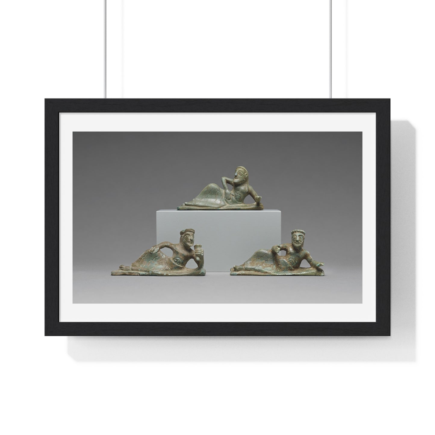 Ancient Greek Statuettes of Three Banqueters (550-525 BC) Unknown Artist, Framed Print