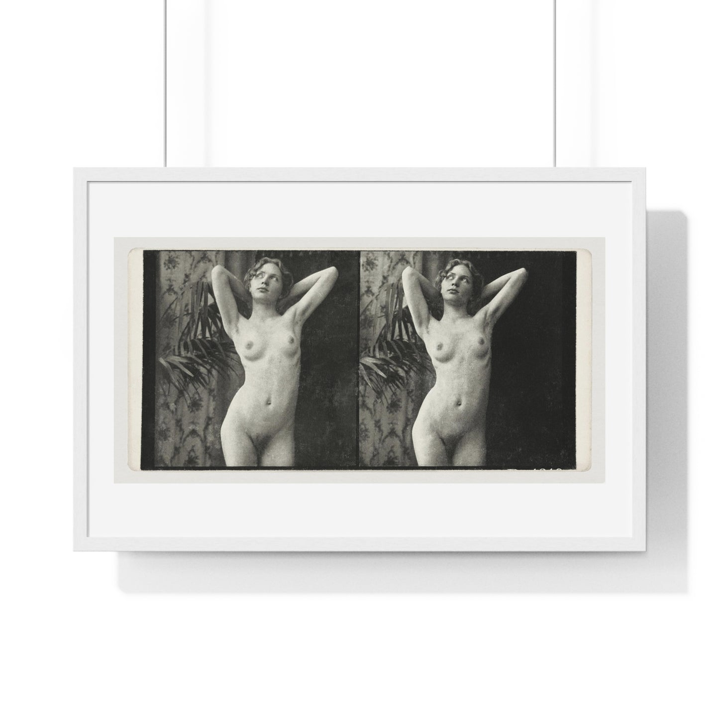 Portrait of a Naked Woman (1873–1910) Vintage Black & White Photography from the Original, Framed Art Print