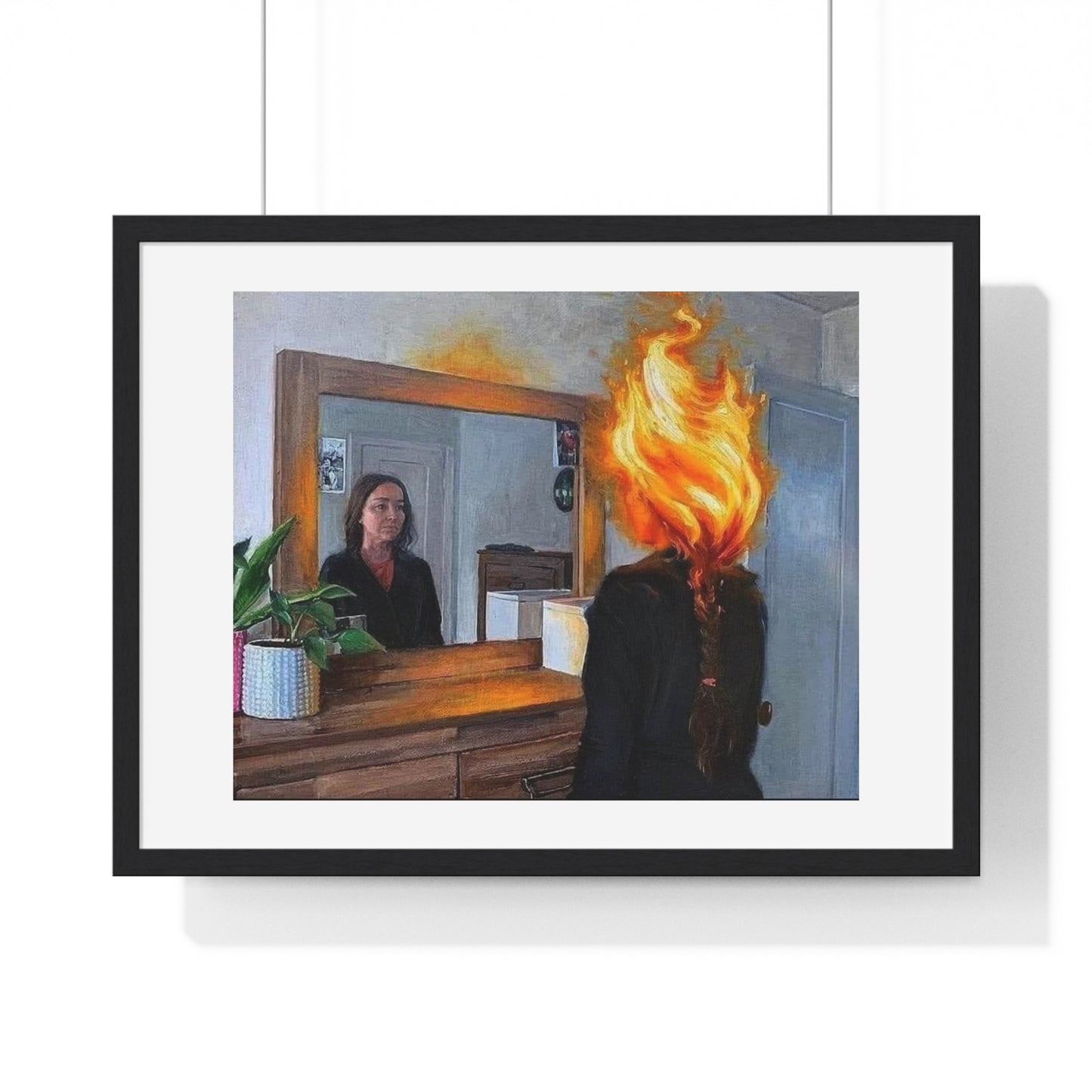 Fire in the Mind, Abstract Art 'Designed by AI', Framed Print