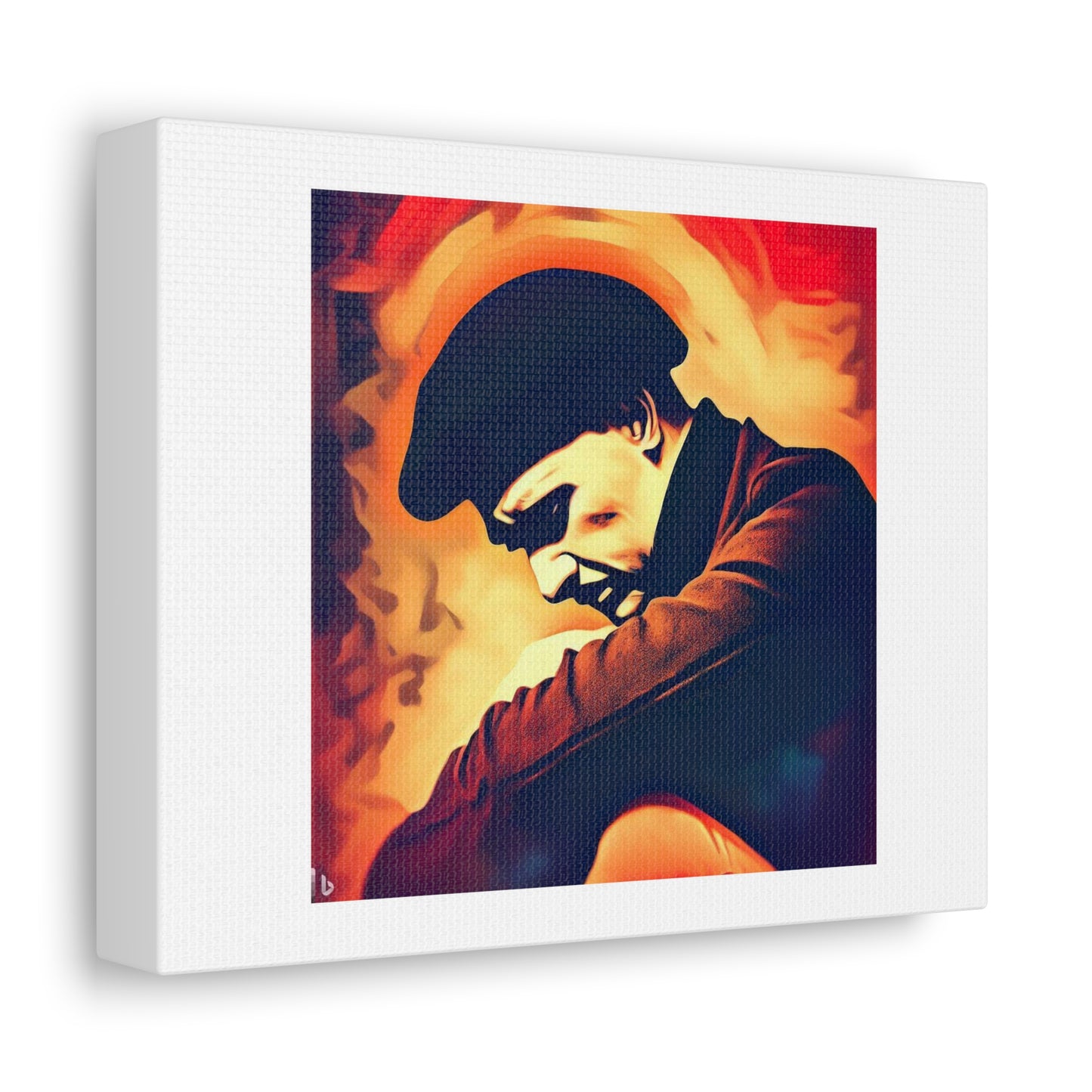 Depressed Jazz Beret Poster Art 'Designed by AI' Art Print on Canvas