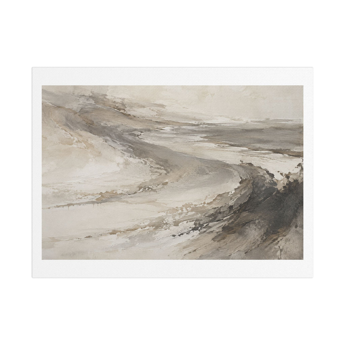 Tidal Memory in Stone and Smoke, Large Decor Art Print on Canvas