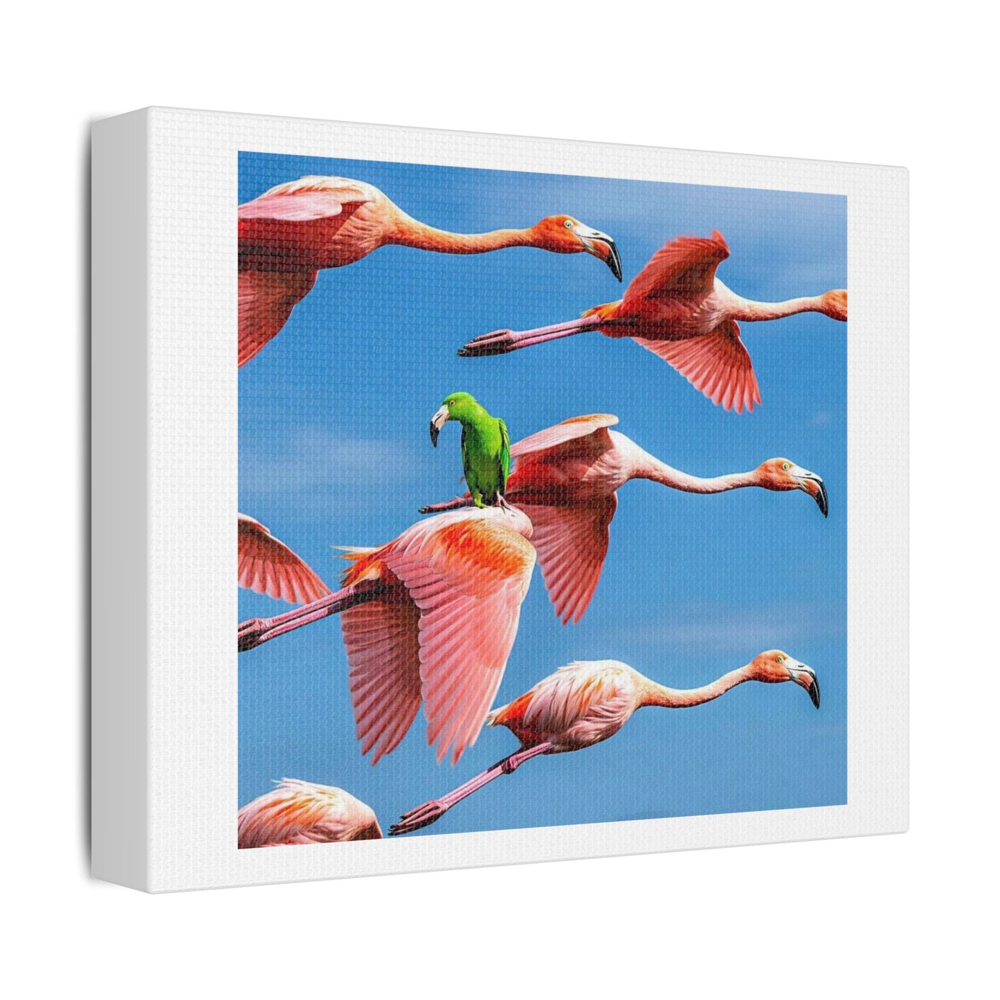 What a Ride! Flamingo Art 'Designed by AI' Print on Canvas