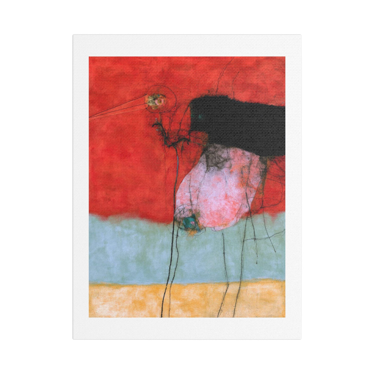 Bird, Neo-Surrealism, Art Print on Satin Canvas, Stretched