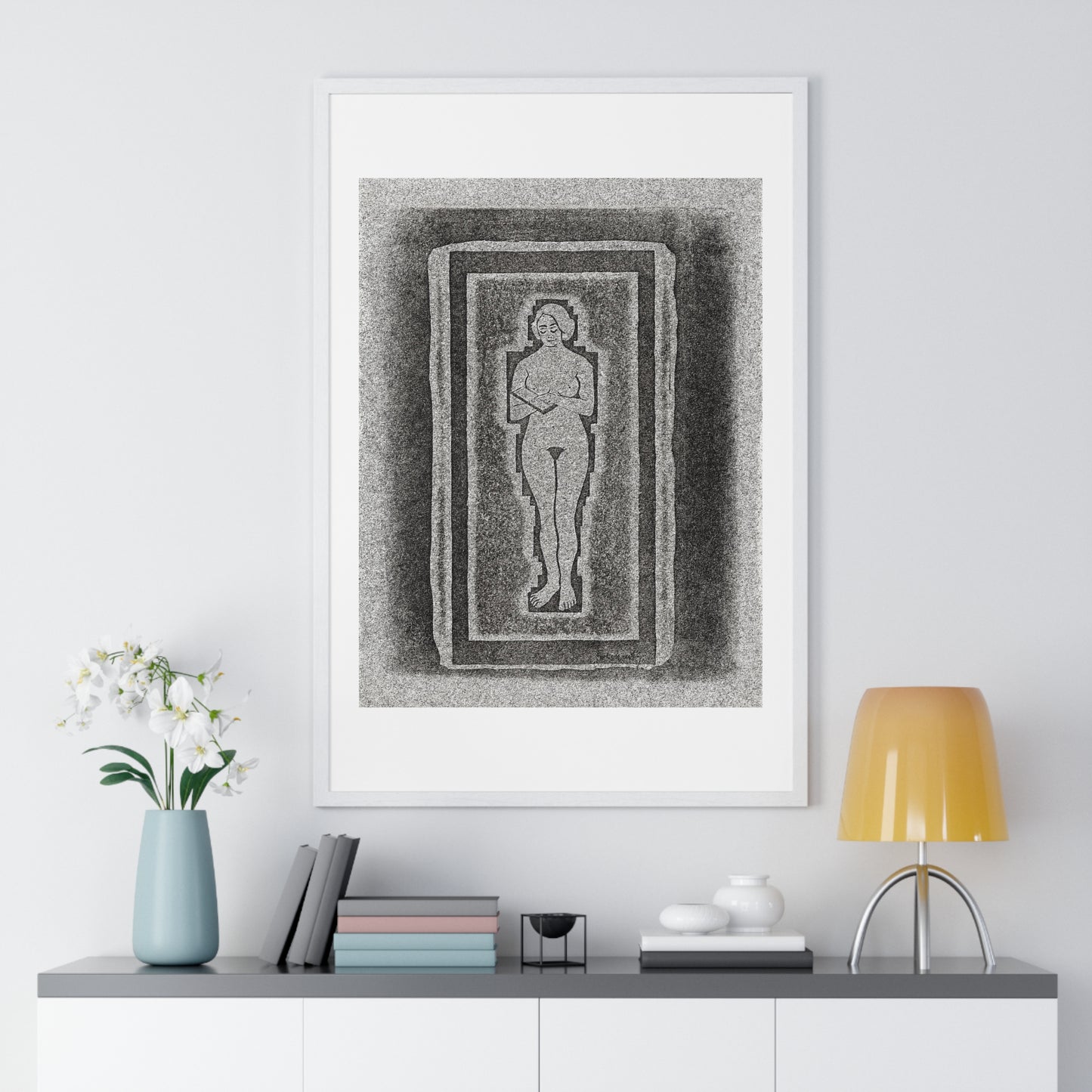 Nude with Book or Stone Plate in Hand 'Naakt met Boek of Stenen Plaat in de Hand' (1924) by Samuel Jessurun de Mesquita, from the Original, Framed Art Print