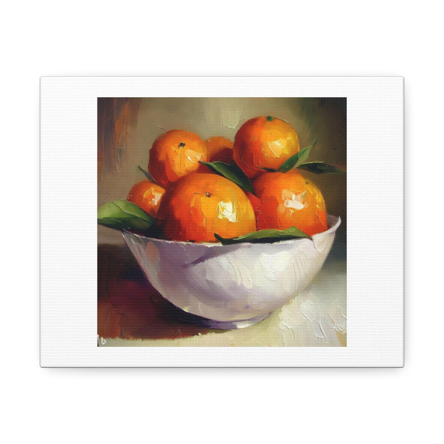 Bowl of Oranges Still Life Oil Painting 'Designed by AI' Art Print on Canvas