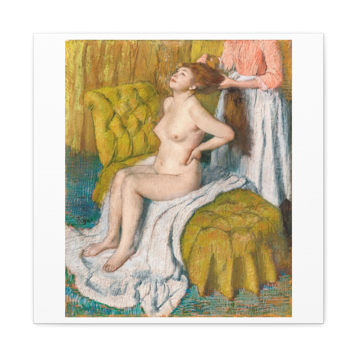 Woman Having Her Hair Combed (1886–1888) by Edgar Degas, Art Print from the Original on Canvas