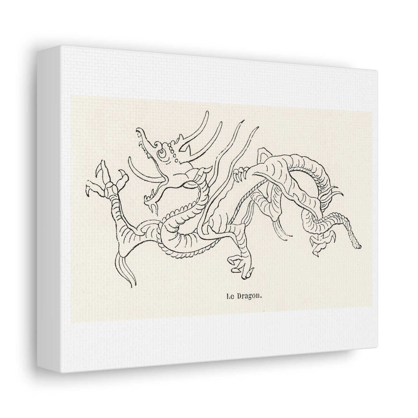 Chinese Decorative Art Print Le Dragon on Satin Canvas, Stretched