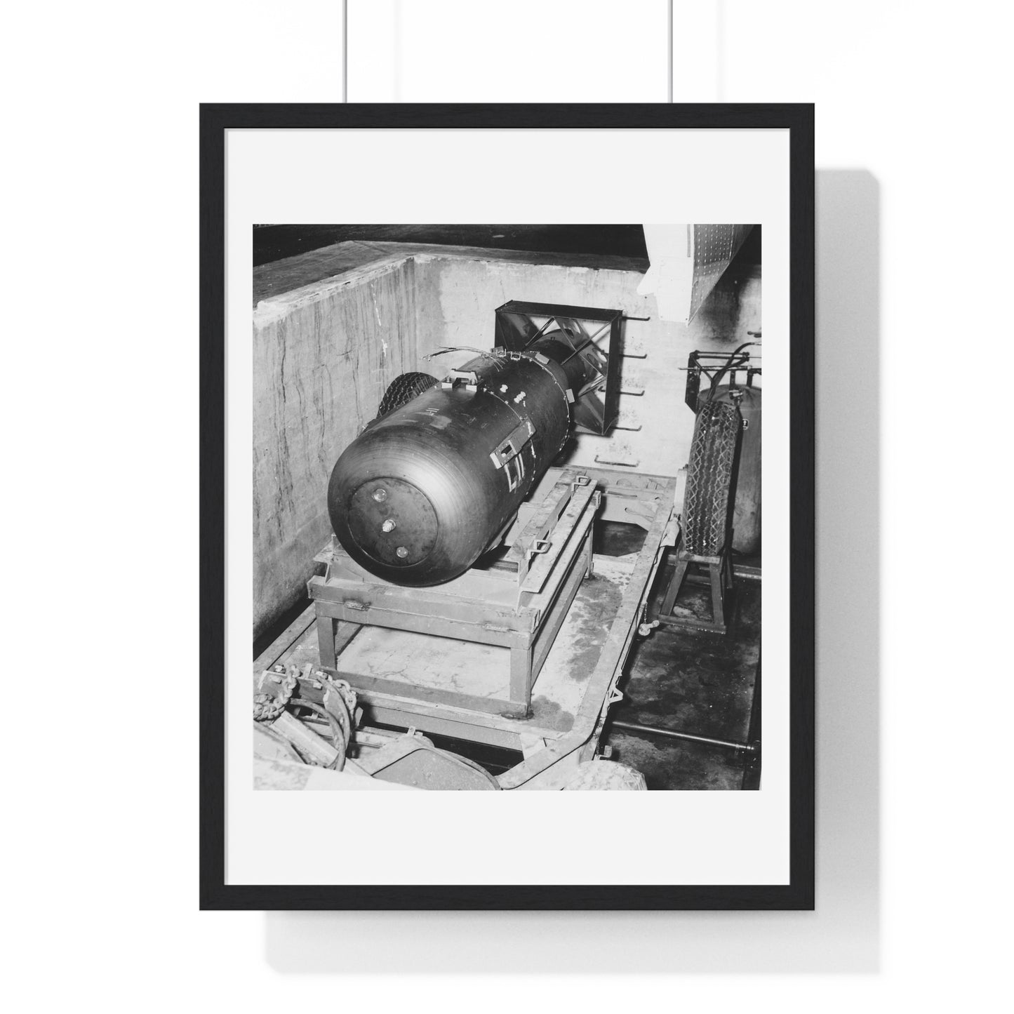 Atomic Bomb 'Little Boy' on Trailer Cradle, Before Being Loaded into Enola Gay's Bomb Bay, from the Original, Framed Print