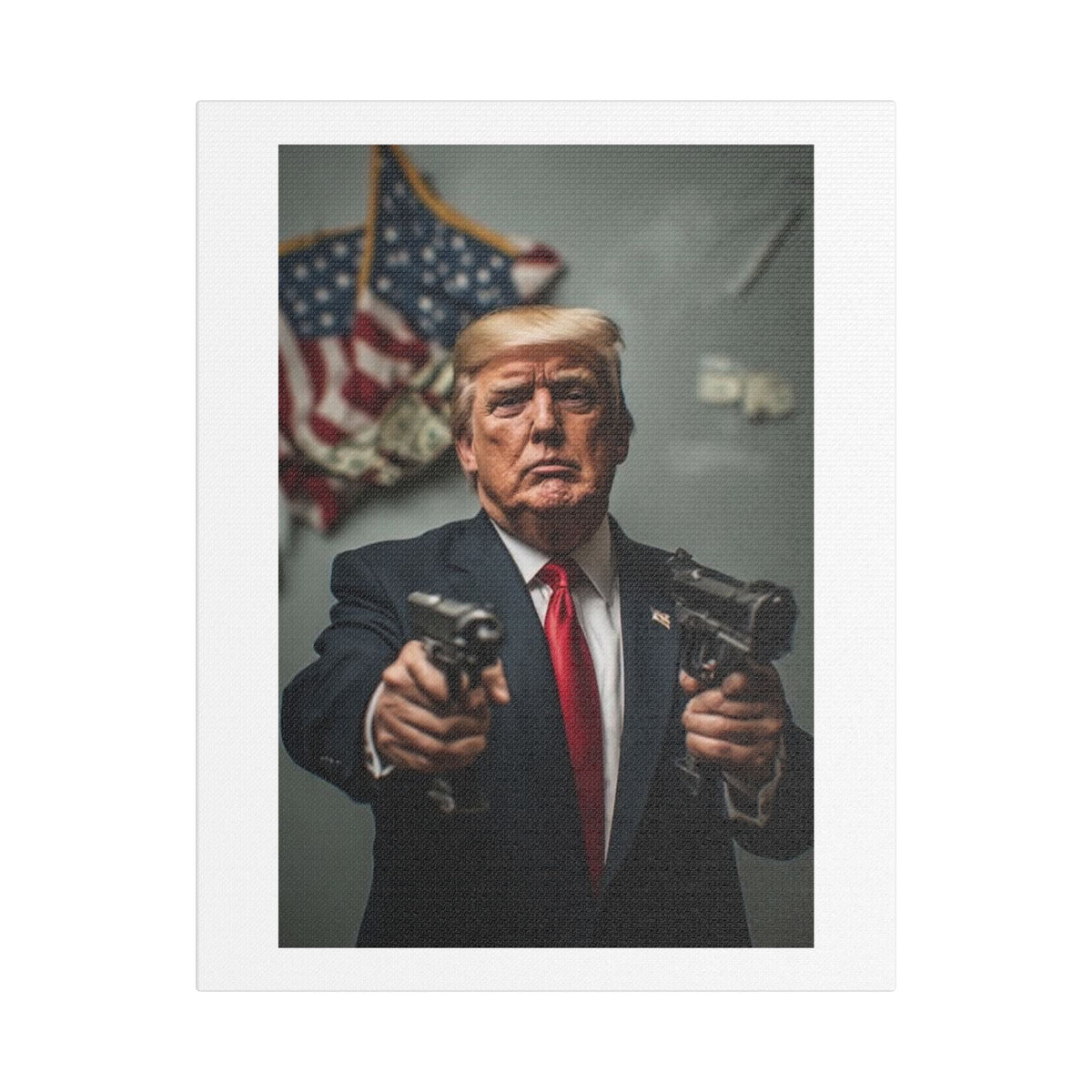 Gangster Donald Trump, Surrealist Art Print on Satin Canvas, Stretched