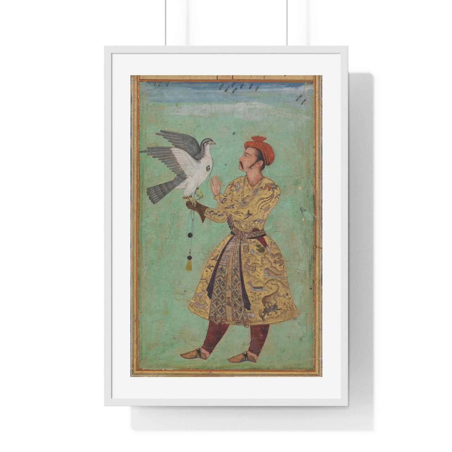 Prince With a Falcon (1600-1605) Indian Watercolour, from the Original, Framed Art Print