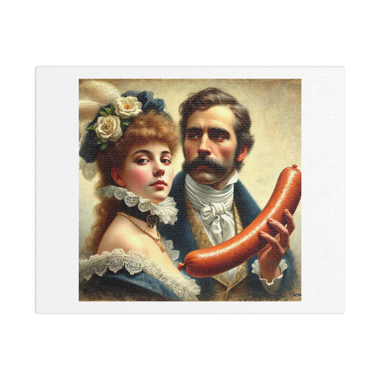 Victorian Chromolithograph Sausage Portrait II 'Designed by AI' on Canvas