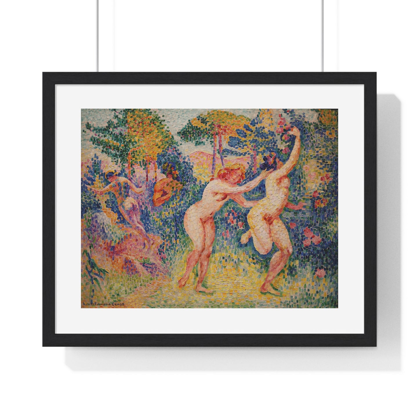 Giclée Print Depicting Two Running Nymphs (1906) by Henri-Edmond Cross from the Original, Framed Art Print