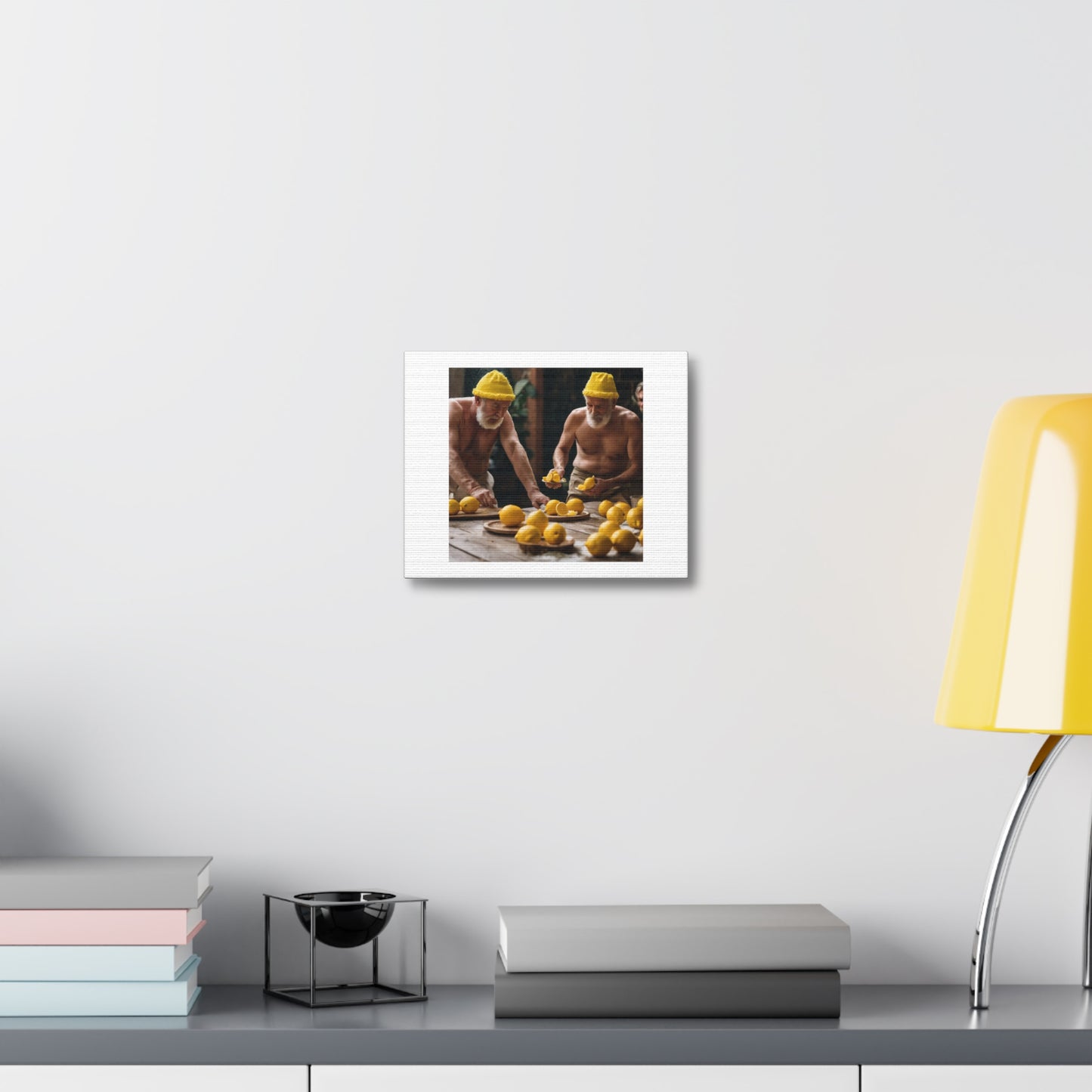 Annual Lemon Party Preparation, Art Print 'Designed by AI' on Canvas