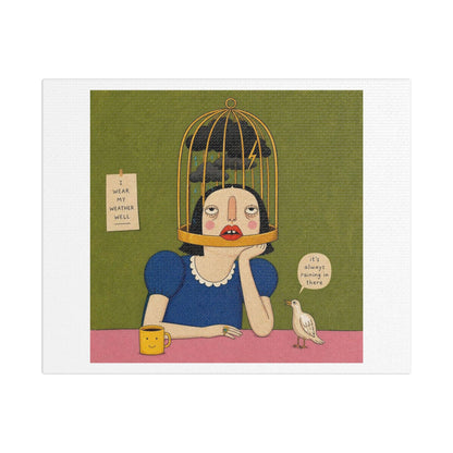 It's Always Raining in There, Cartoon Art Print on Canvas