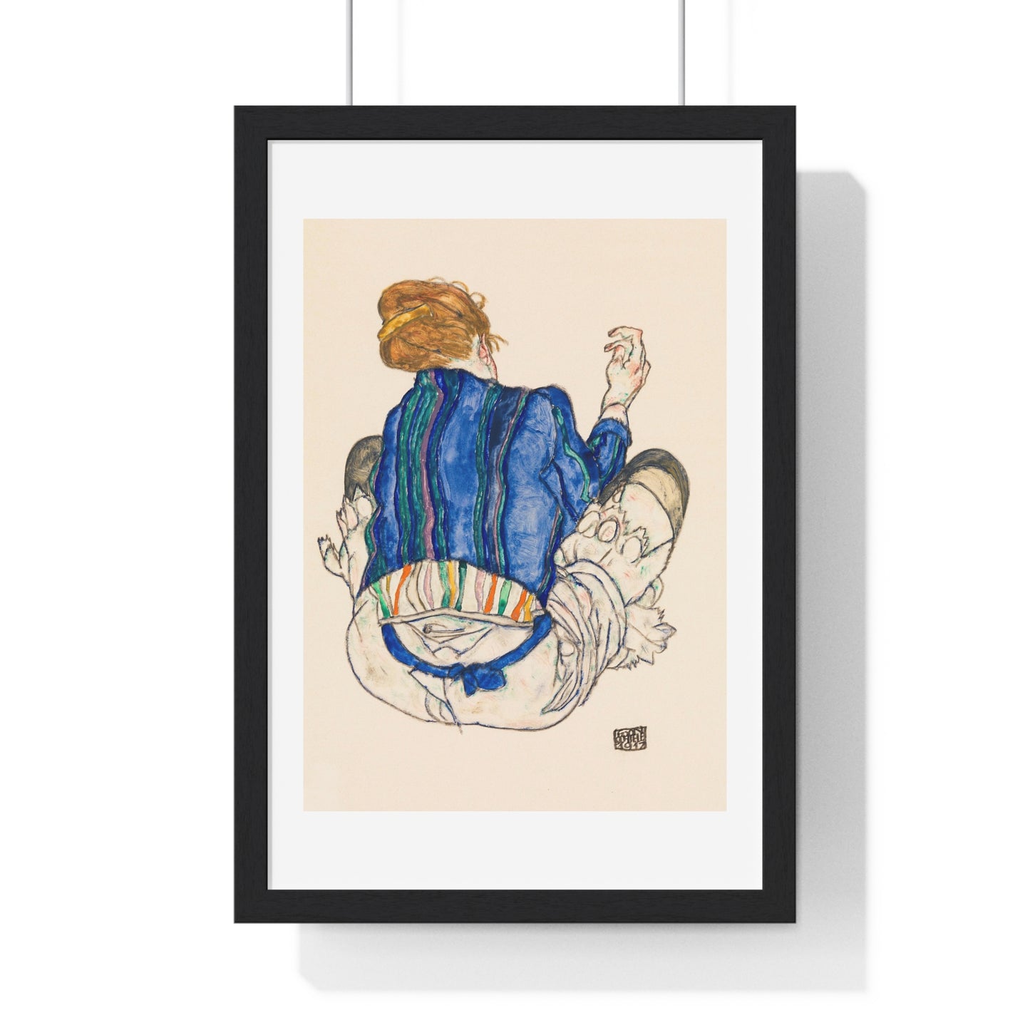 Seated Woman, Back View (1917) by Egon Schiele, from the Original, Framed Art Print