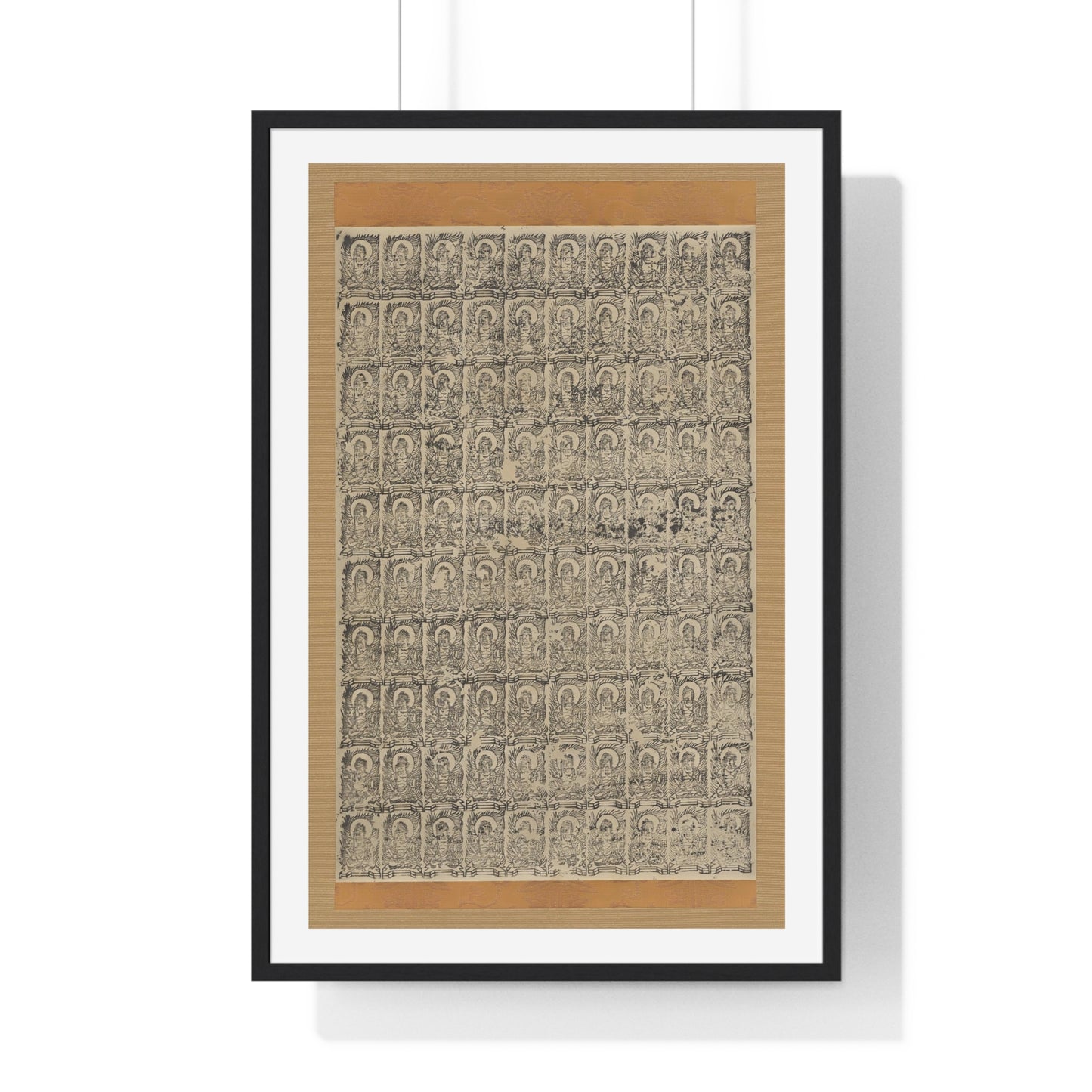 Stamped Images of the Wisdom King Fudō (Acala), Antique Japanese Scroll, from the Original, Framed Art Print