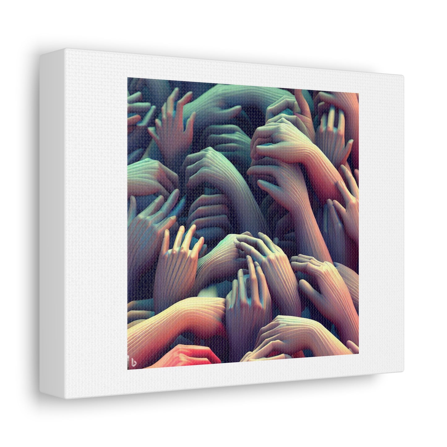 Human Hands Generative Art Repetition 3D Render Multi-Coloured 'Designed by AI' on Canvas