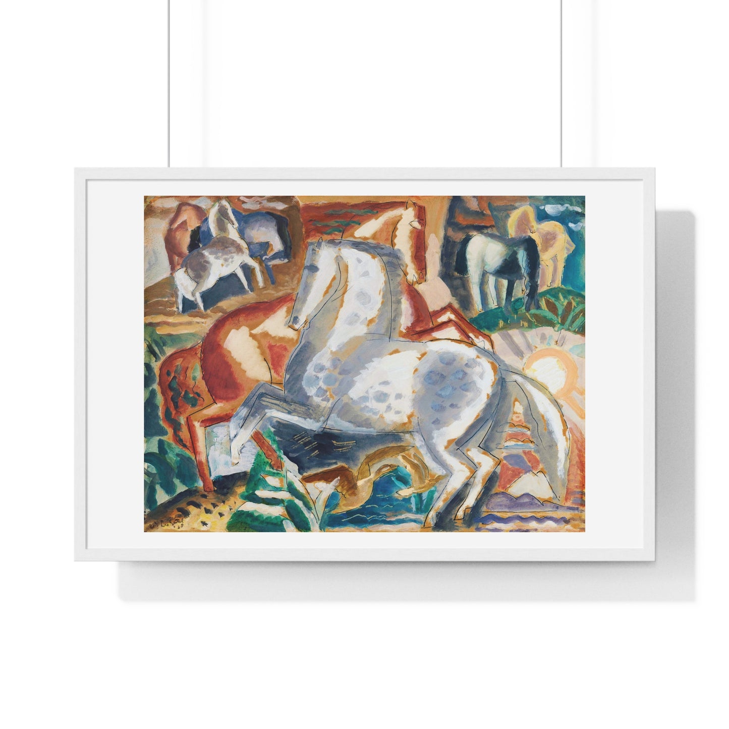 Horses in Landscape (1928) by Leo Gestel, from the Original, Framed Art Print