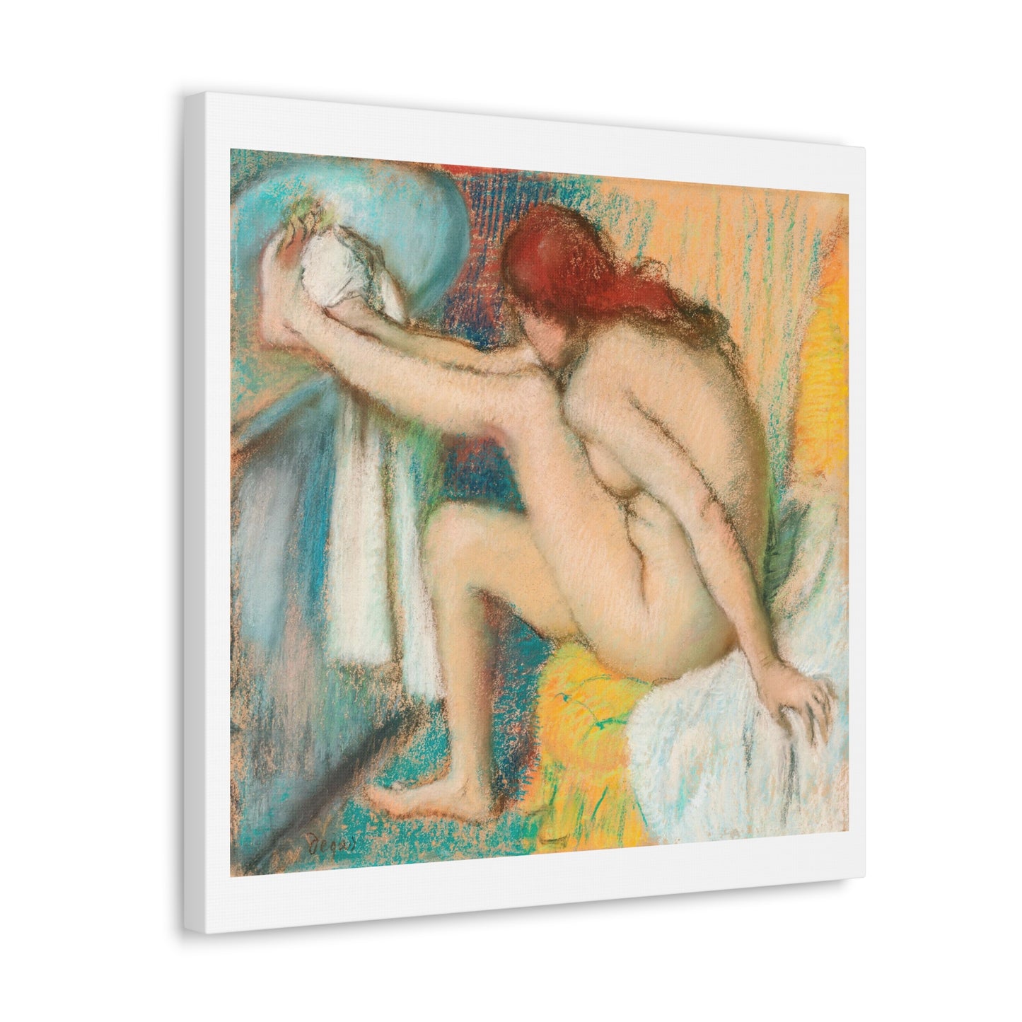 Woman Drying Her Foot (1885–1886) by Edgar Degas, Art Print from the Original on Canvas