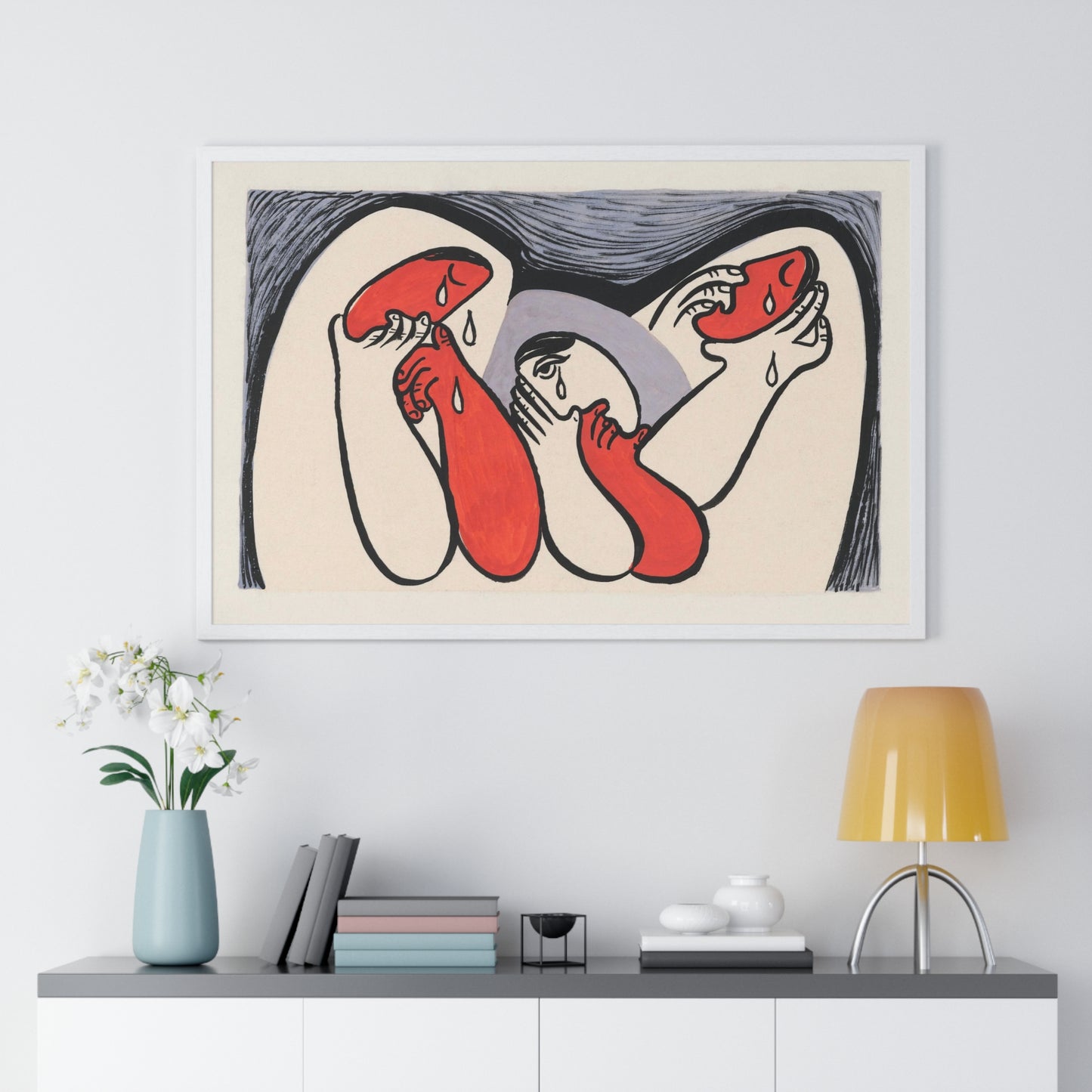 Crying Women (1938) Abstract Painting by Mikulas Galanda from the Original, Framed Art Print