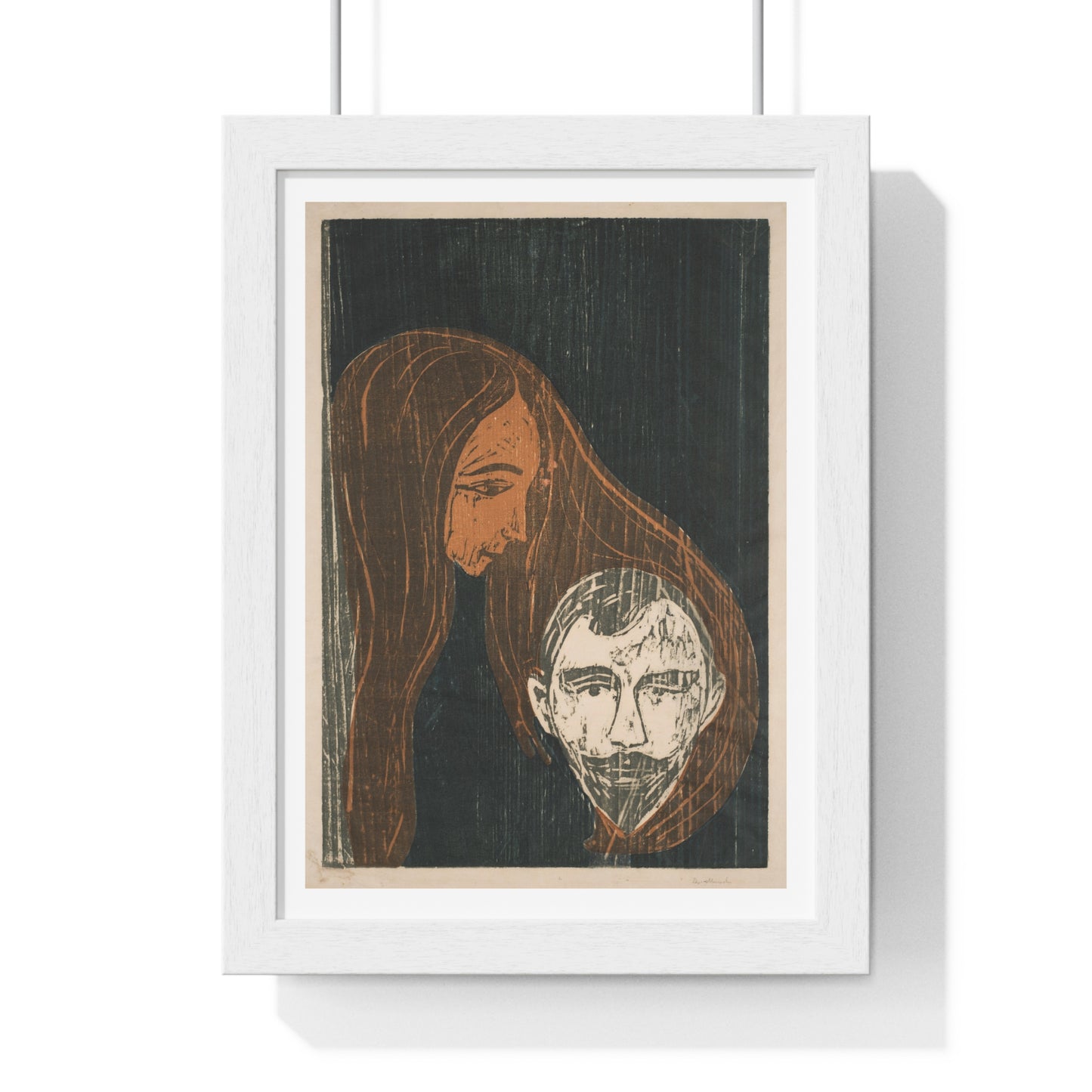 Man's Head in Woman's Hair (1896) by Edvard Munch, from the Original, Art Print