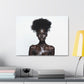 Black is Beautiful Fashion Portrait, Art Print 'Designed by AI', on Satin Canvas