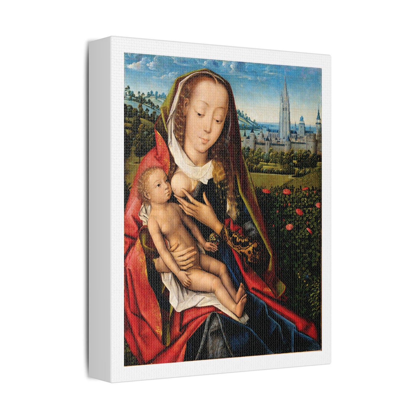 Virgin and Child in a Landscape (1480–90) by Master of the Legend of Saint Lucy, from the Original, Art Print on Canvas