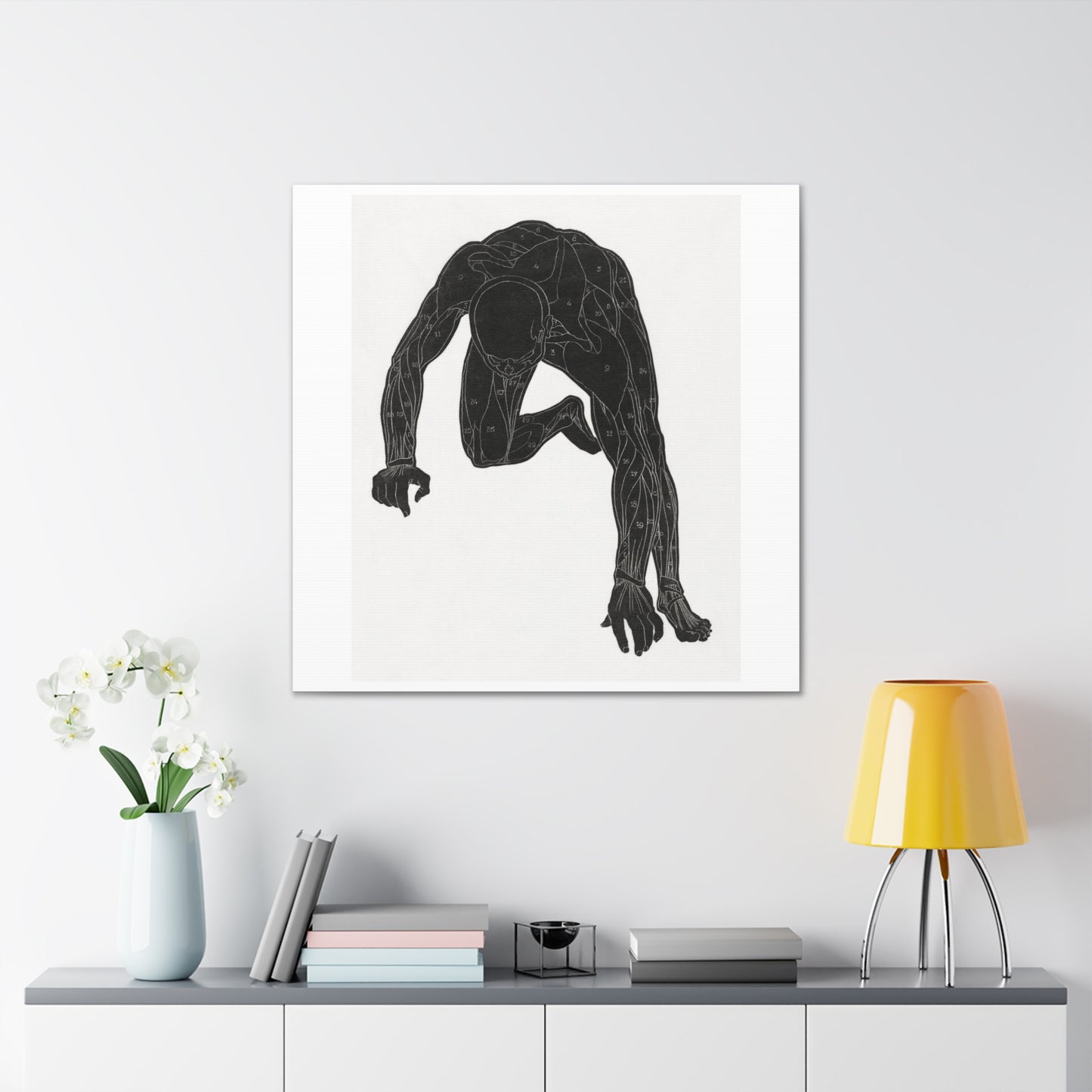 Anatomical Study of a Man's Neck, Arm and Leg Muscles in Silhouette (1906–1945) by Reijer Stolk, Canvas Art Print from the Original