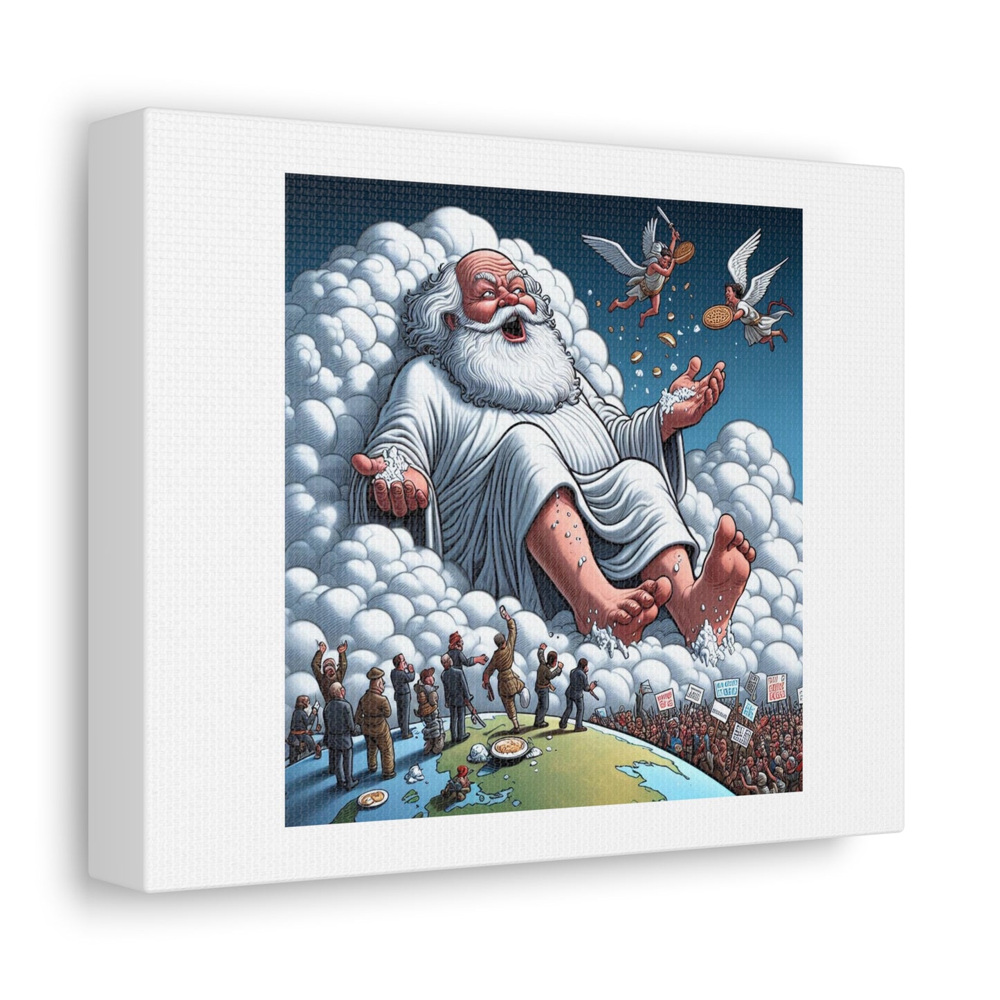 God Looking Down at the State of our Politics II, Art Print 'Designed by AI' on Canvas