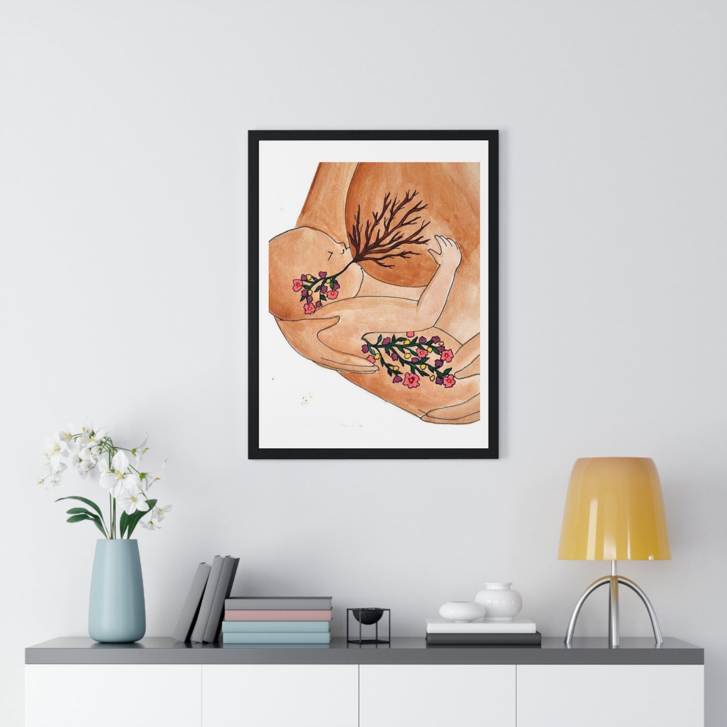 Mother and Baby, Abstract Art 'Designed by AI' Framed Print