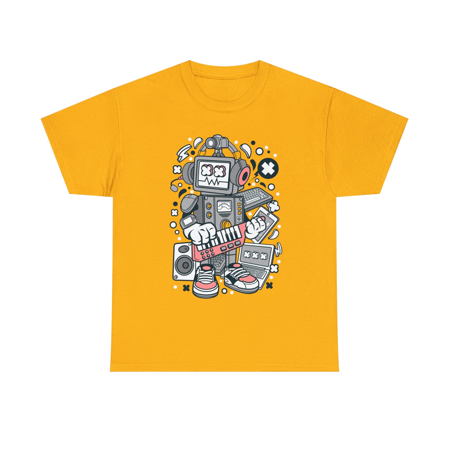 Robot Music Machine Cartoon T-Shirt