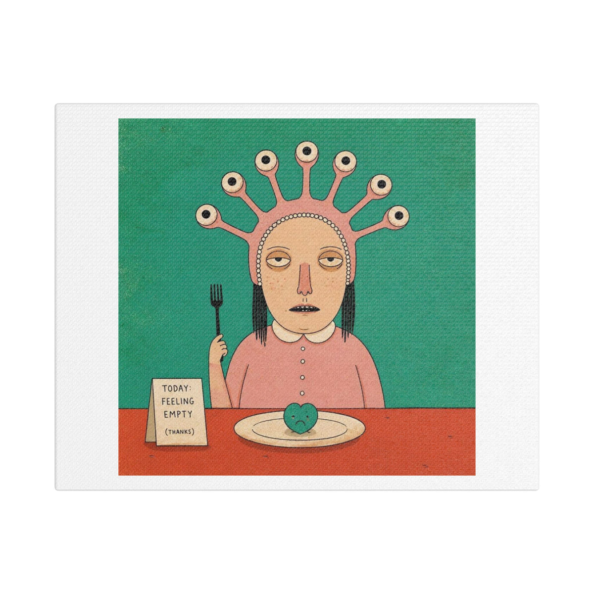 Today Feeling Empty, Cartoon Art Print on Canvas