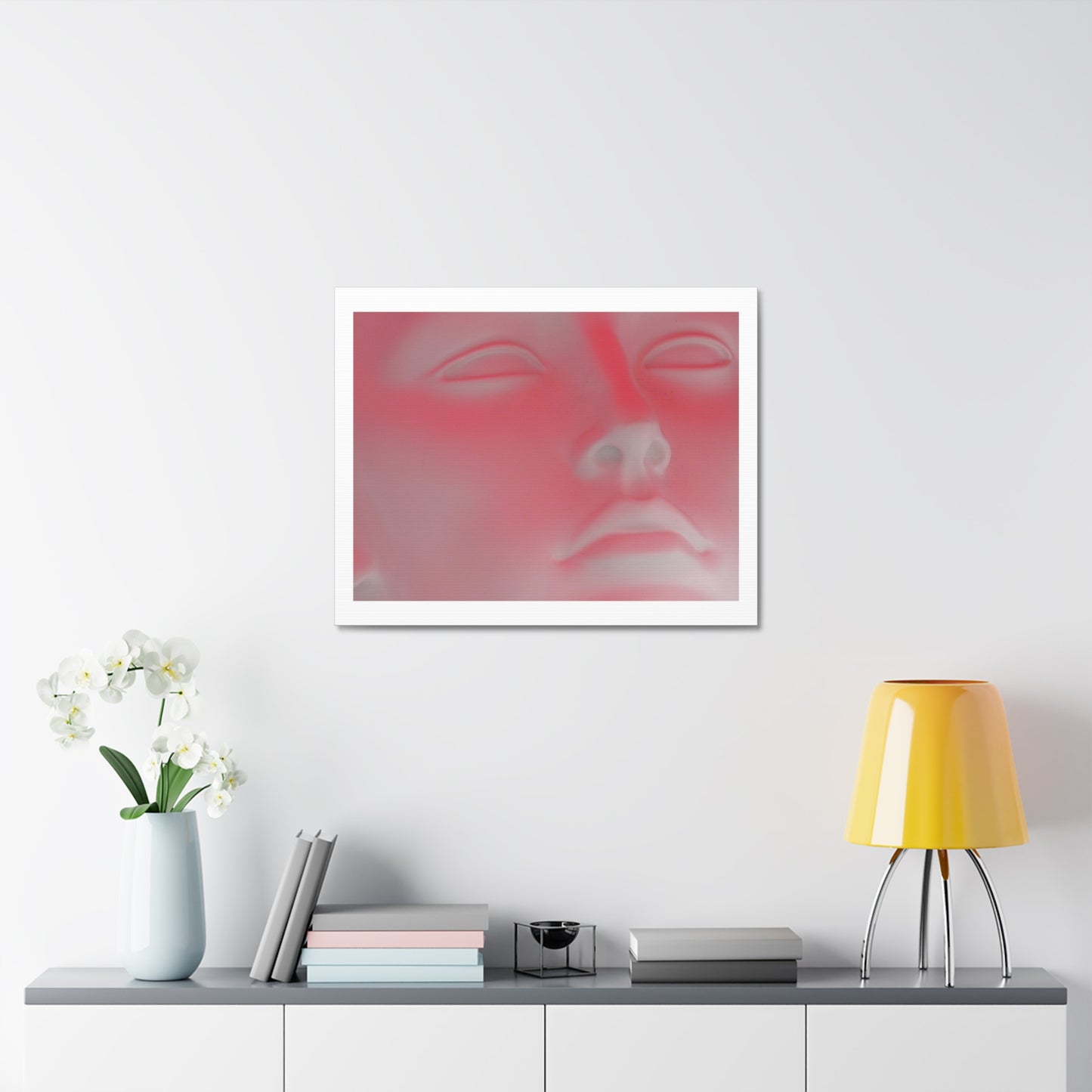 Pink Neon Head Art Print on Satin Canvas, Stretched