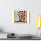 Stretched Canvas Wall Art: Surreal Geometric Face and Acrobat Collage