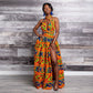 African and Geometric Print Maxi Dress