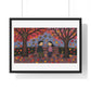 Couple on a Park Bench Fuzzy Felt Art II 'Designed by AI' Framed Print