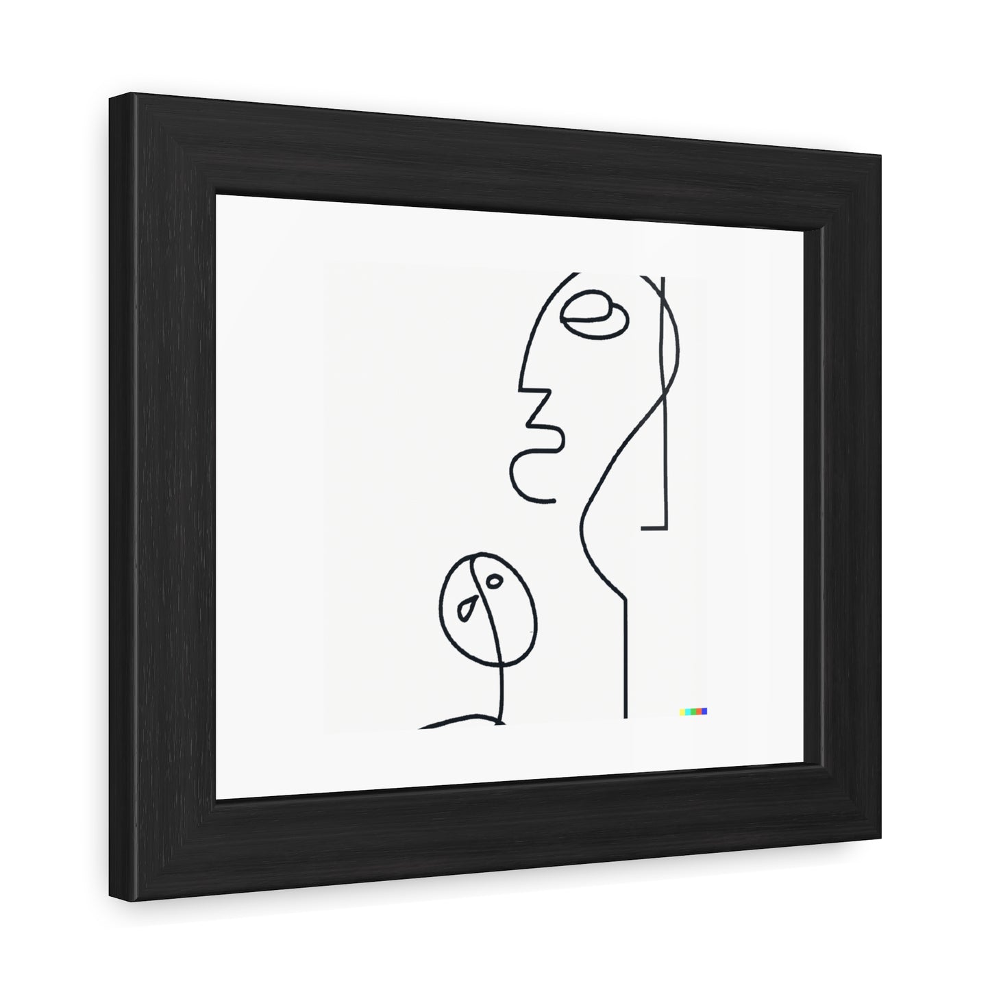 Consciousness In The Mind Of God Black On White Line Art 'Designed by AI' Wooden Framed Print