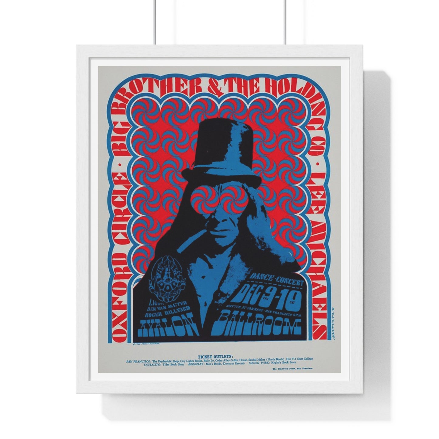 Big Brother and the Holding Company, 1970s Psychedelic Poster Art, from the Original, Framed Print
