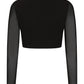 Banned Black Freyja Crop Top with Key Hole and Mesh Sleeves