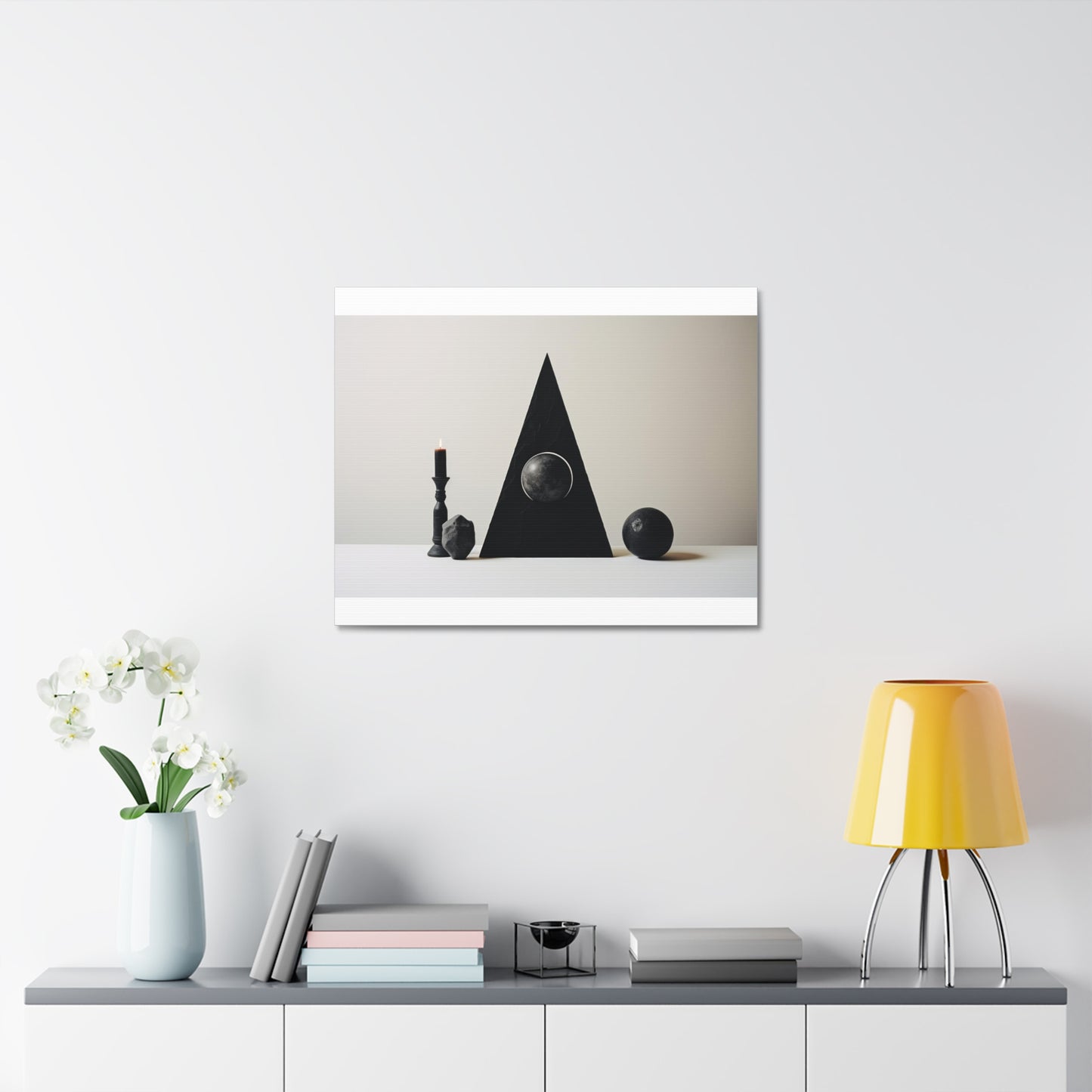 Candlestick Triangle Cricket Sports, Esoteric Art Print 'Designed by AI' on Satin Canvas