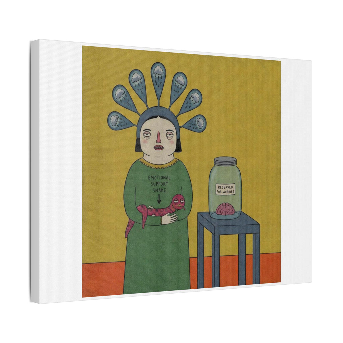 Reserved for Worries, Cartoon Art Print on Canvas