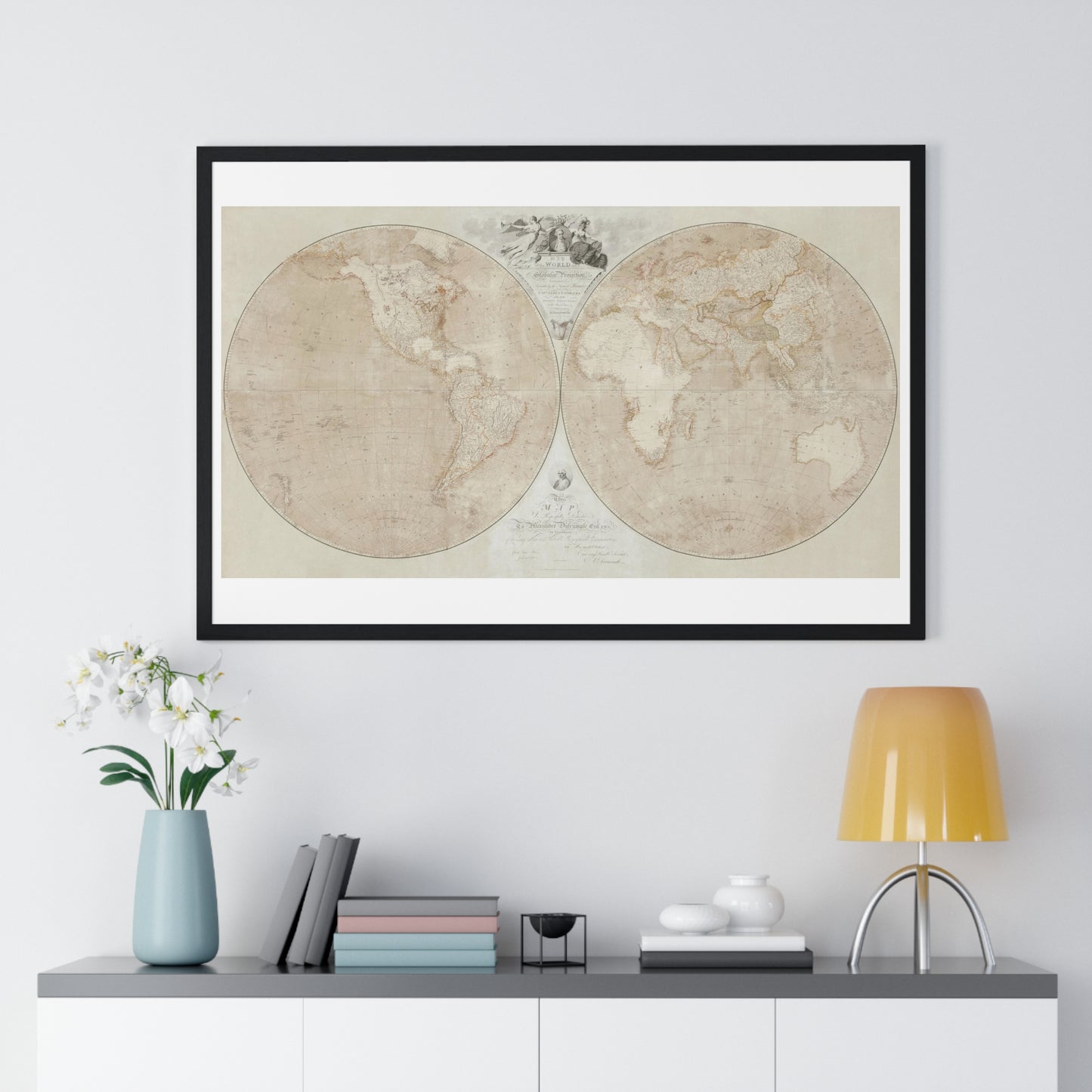 Map of the World on a Globular Projection Exhibiting Particularly the Nautical Researches of Captain James Cook (1794) from the Original, Framed Art Print