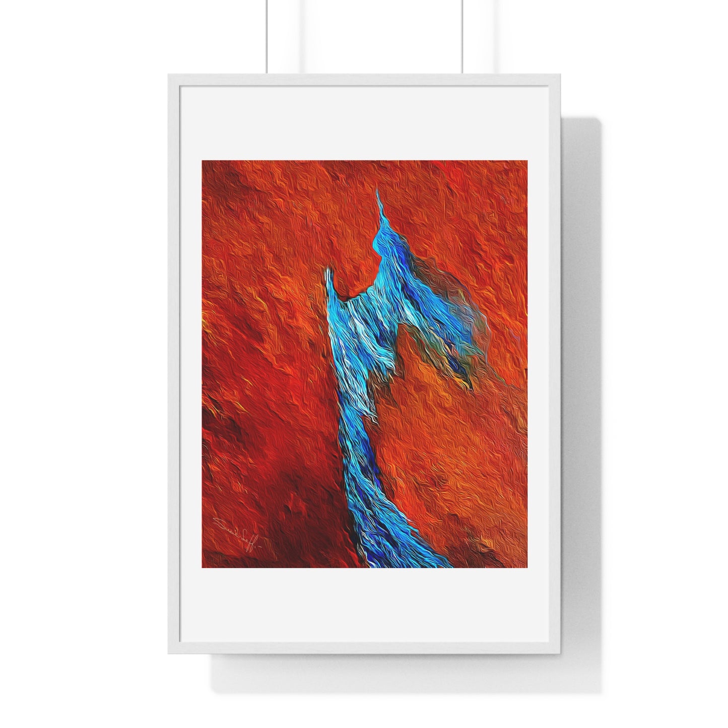 Flame and Flow, Abstract Art 'Designed by AI', Framed Print