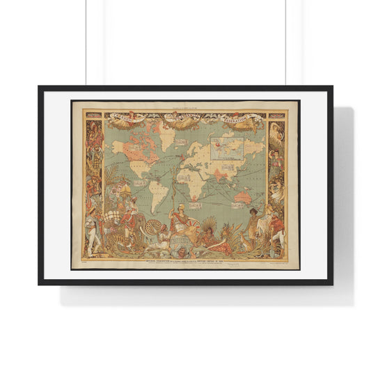 Imperial Federation, Map of the World showing the Extent of the British Empire in 1886, from the Original, Framed Art Print