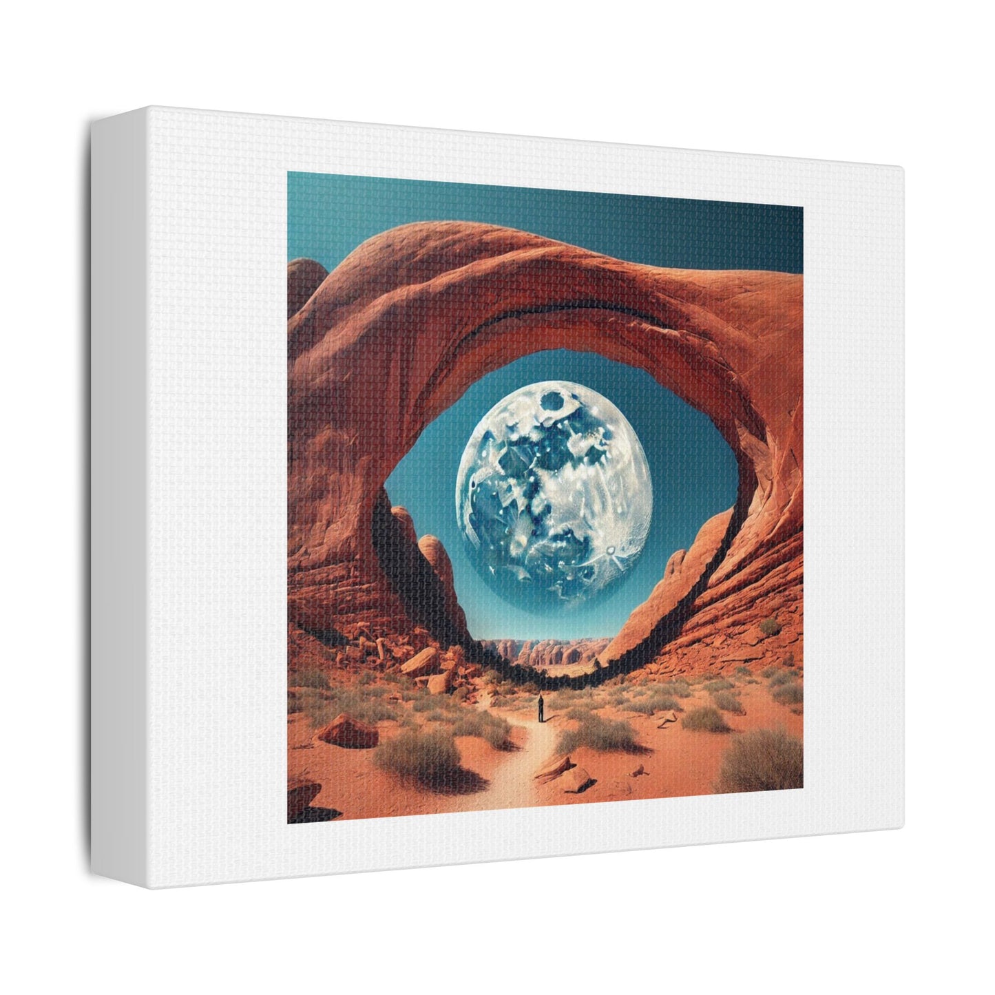 Large Red Rock Arch, Desert Landscape Shaped Like a Human Eye 'Designed by AI' Art Print on Canvas