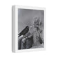 The Woman and the Raven, Retro Art Print on Satin Canvas, Stretched
