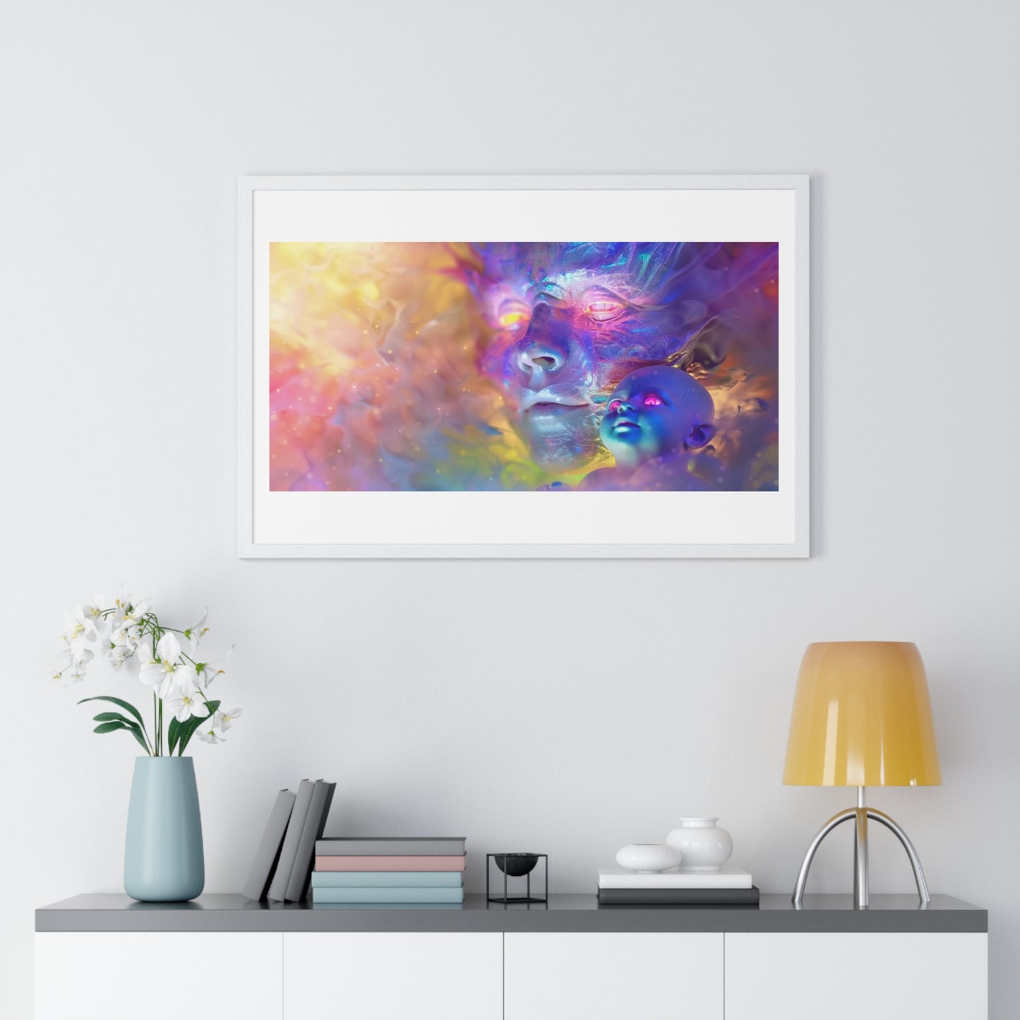 Faces of Ecstasy in Art 'Designed by AI, Framed Art Print