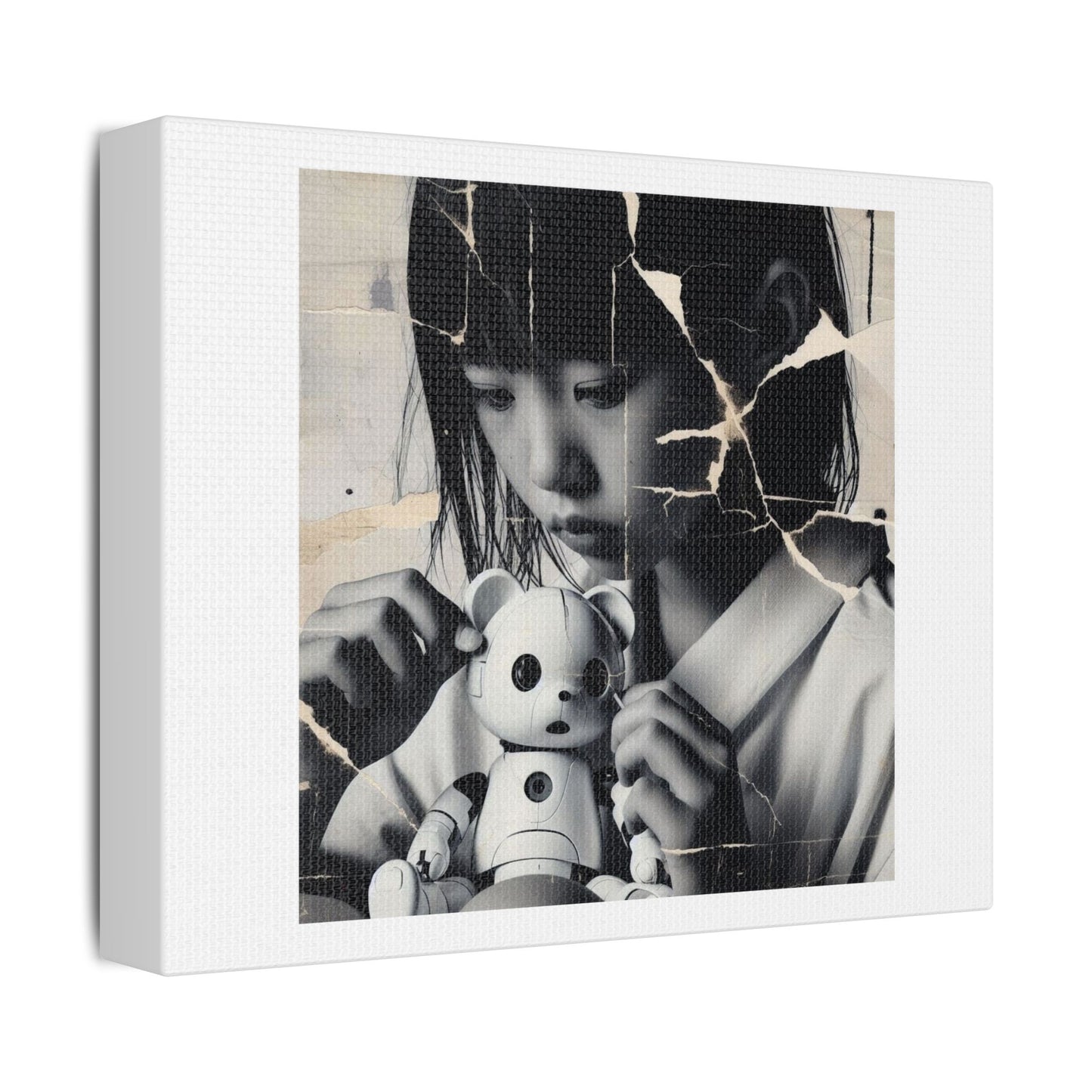 Twisted Vintage Japanese Portrait Photorealism III, Art Print 'Designed by AI' on Canvas