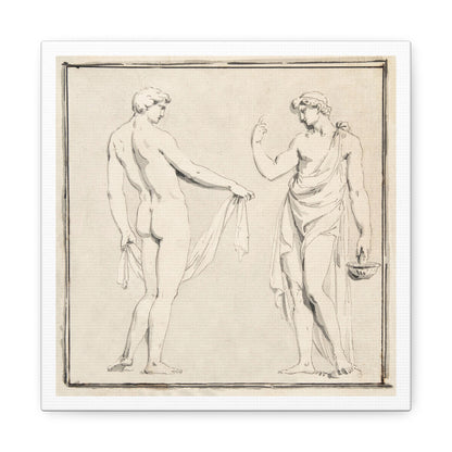 Two Male Figures, One Holding a Basket (18th Century) by Anonymous, from the Original, Print on Canvas